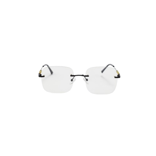 Rimless Square Metal Blue Light Filter Eyeglasses – Black