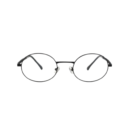 Oval Metal Blue Light Filter Eyeglasses – Black Frame