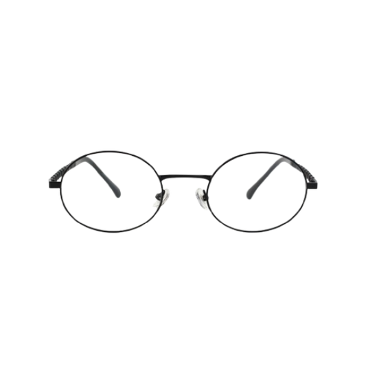 Oval Metal Blue Light Filter Eyeglasses – Black Frame