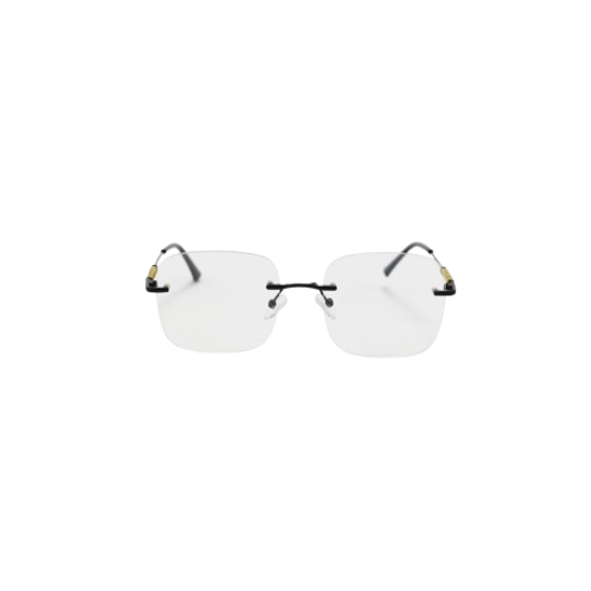Rimless Square Metal Blue Light Filter Eyeglasses – Black