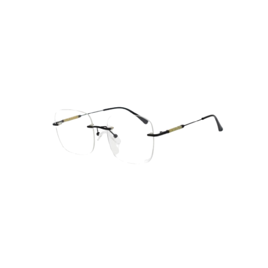 Rimless Square Metal Blue Light Filter Eyeglasses – Black