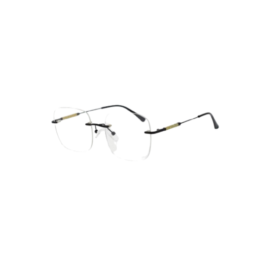 Rimless Square Metal Blue Light Filter Eyeglasses – Black